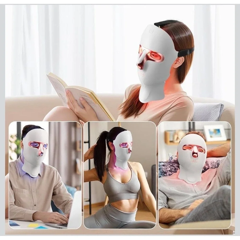 LED Light Therapy Face & Neck Mask, 7 Color Photon Skin‎ Rejuvenation Set